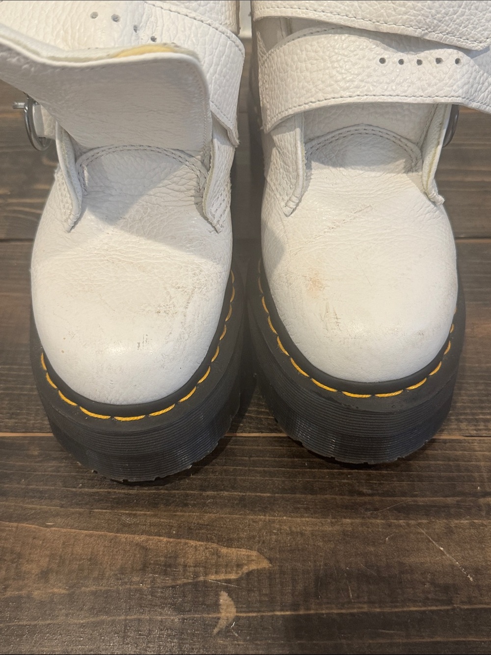 Dr. Martens Devon heart White Leather Buckle Heart Ankle Boots - Picture 6 of 8